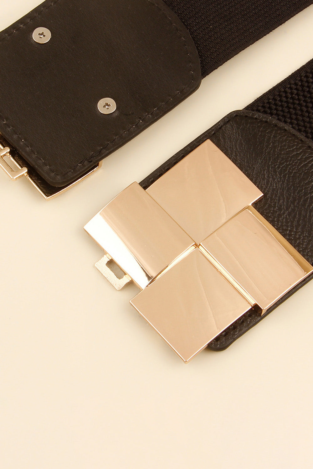 Bold Geometric Buckle Wide Elastic Belt – Define Your Look