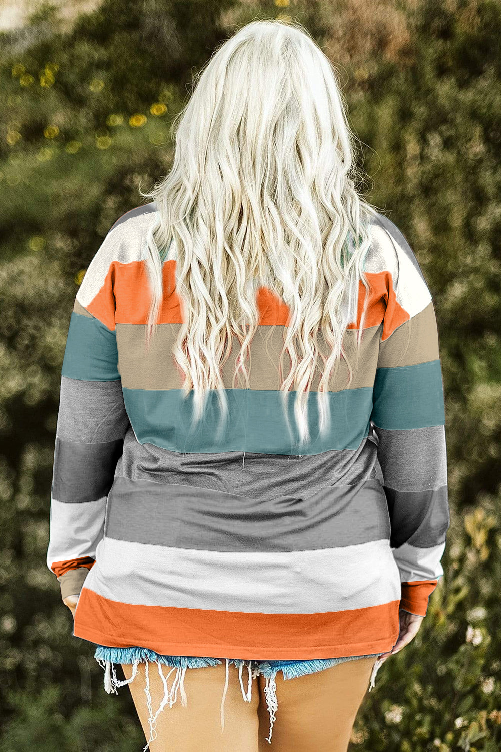 Green Stripe Colorblock Pullover