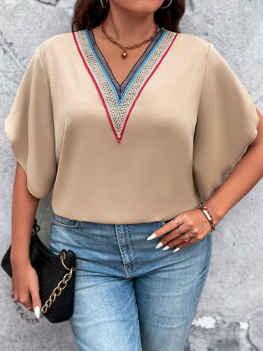 Flutter Sleeve V-Neck Blouse