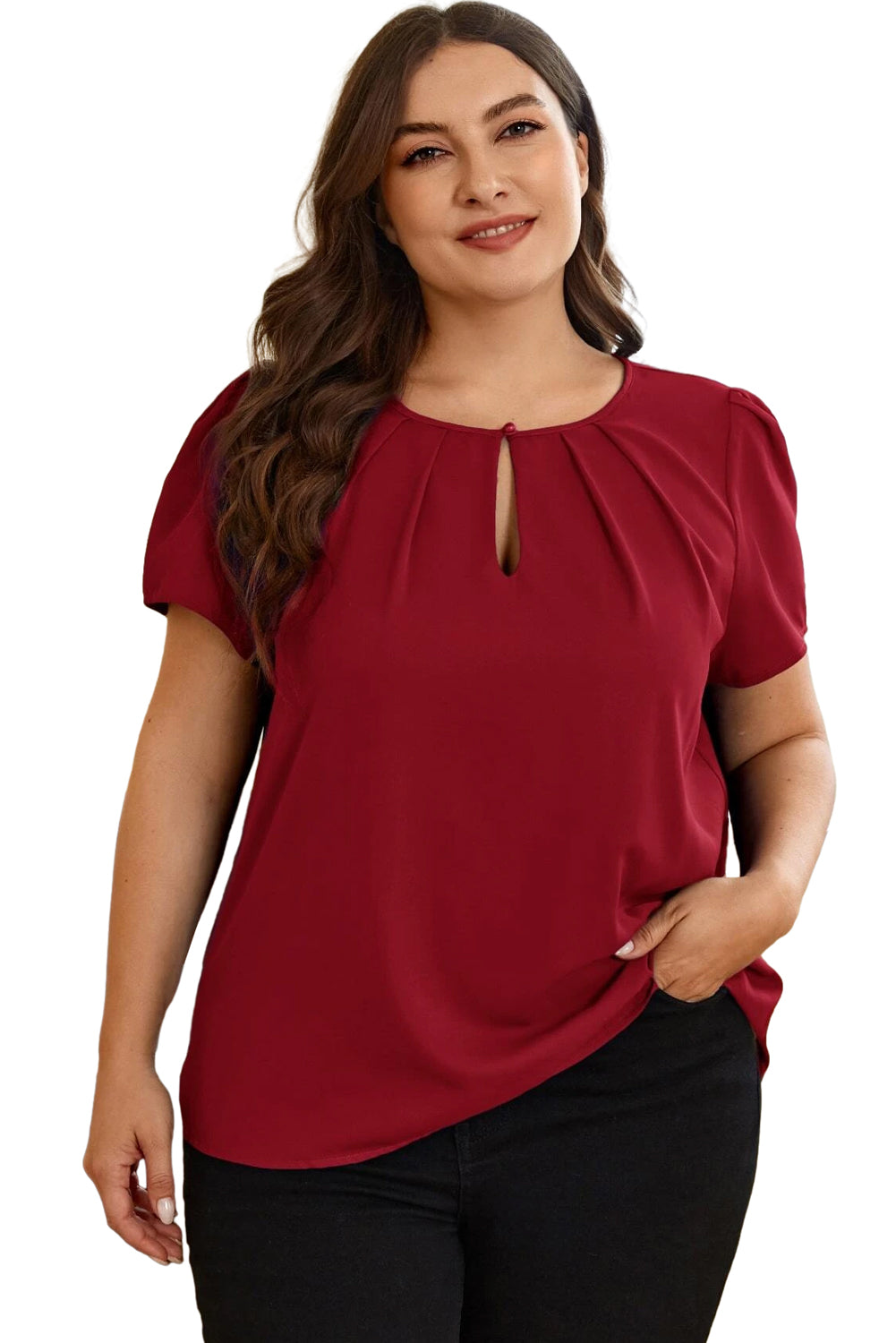 Red Dahlia Keyhole T-Shirt