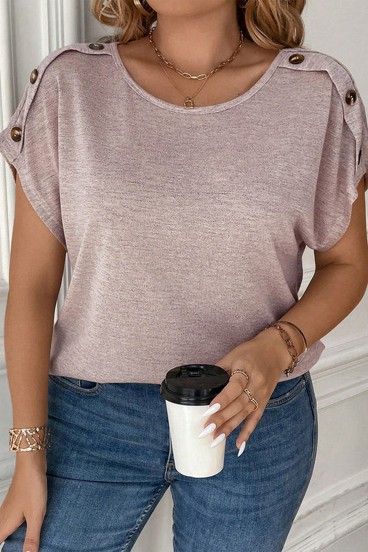 Button Detail Batwing Sleeve Tee