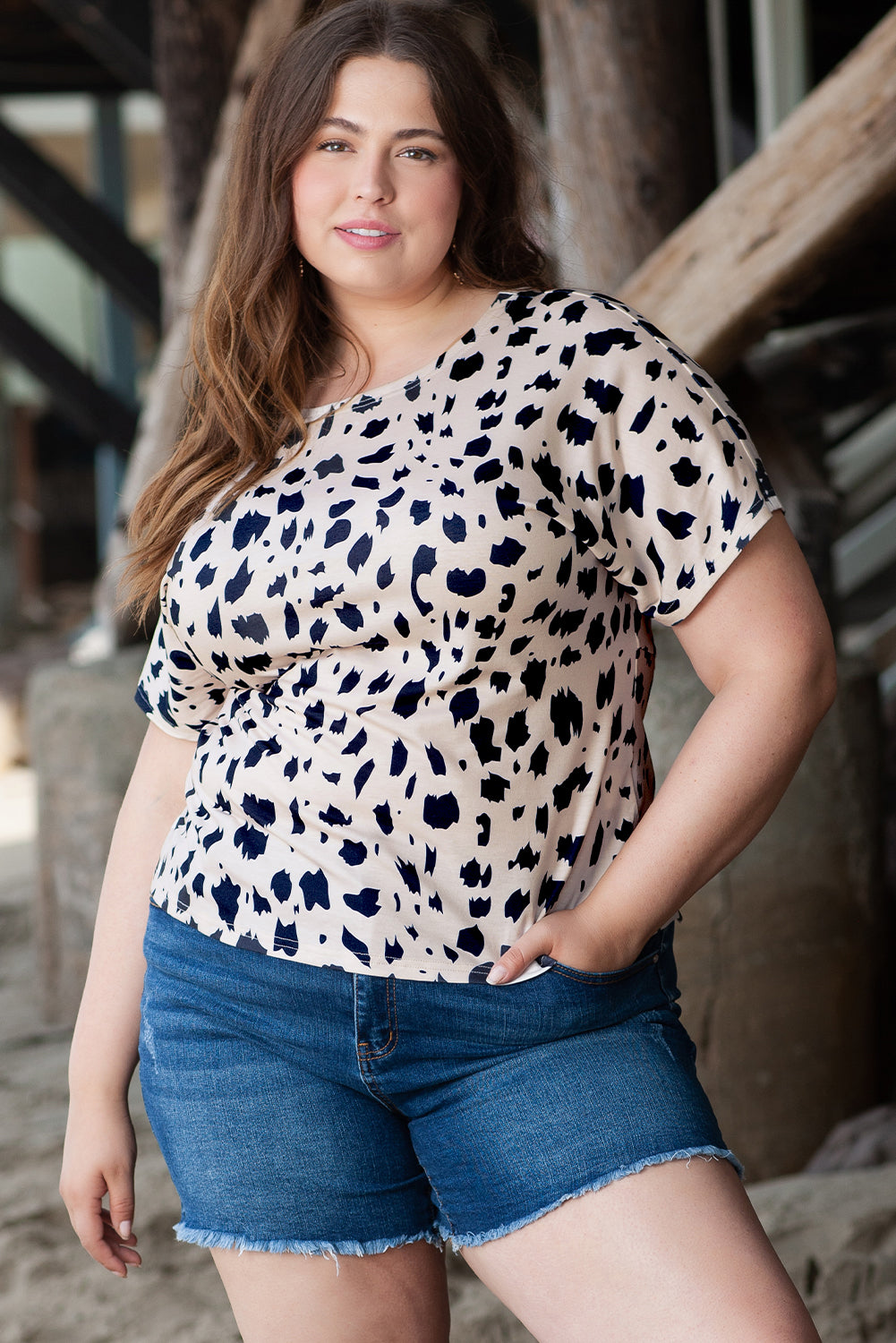 Khaki Leopard Twist Back Top