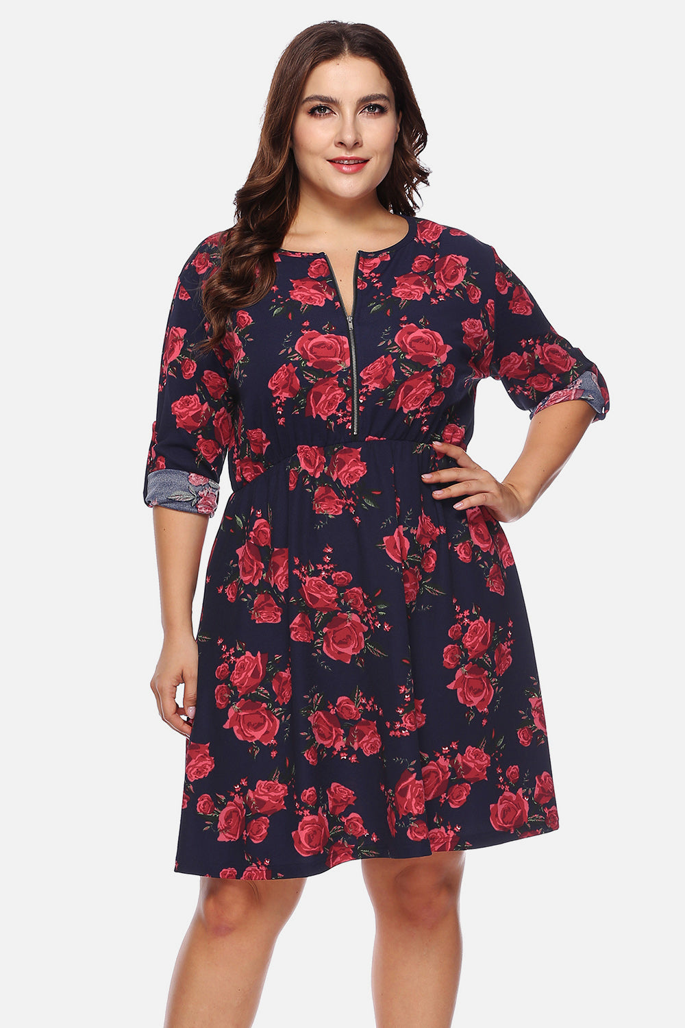 Floral Zip-Up Dress