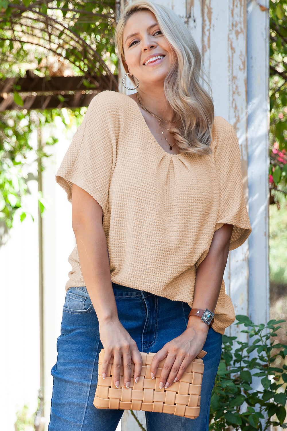 Beige Lace Insert Tee