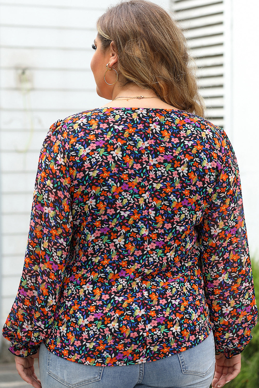 Floral Bubble Sleeve Blouse