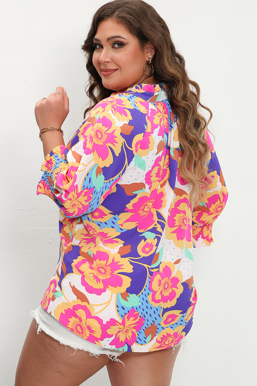 Floral Print Puff Sleeve Blouse