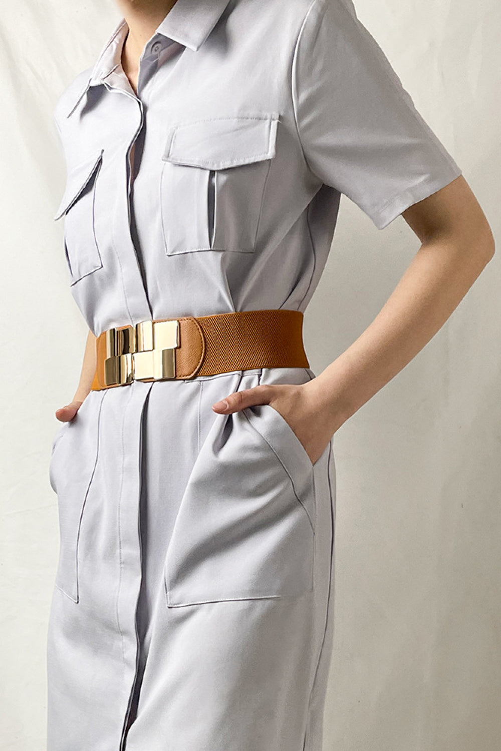 Bold Geometric Buckle Wide Elastic Belt – Define Your Look