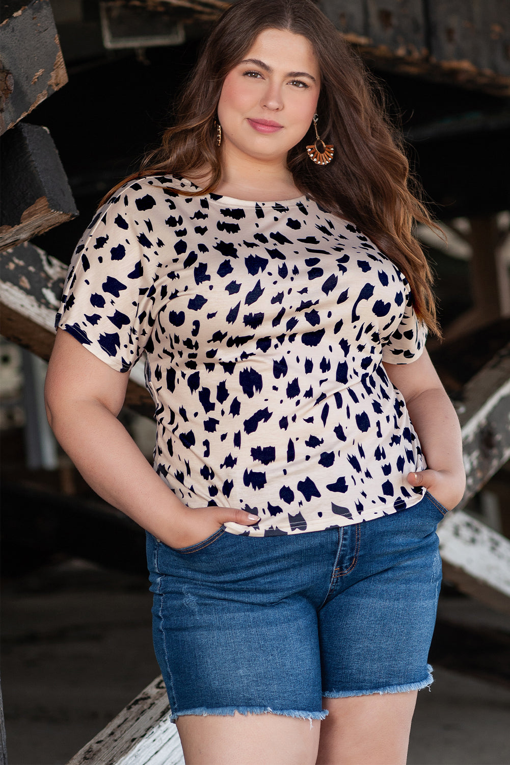 Khaki Leopard Twist Back Top