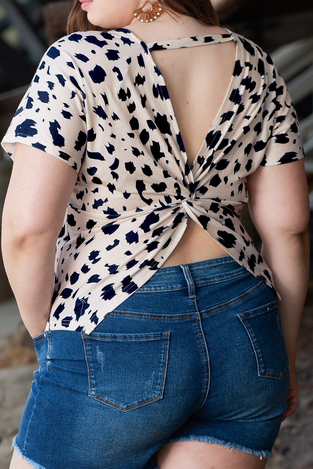 Khaki Leopard Twist Back Top