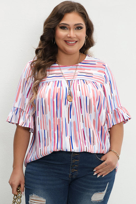 Ruffled Short Sleeve Blouse