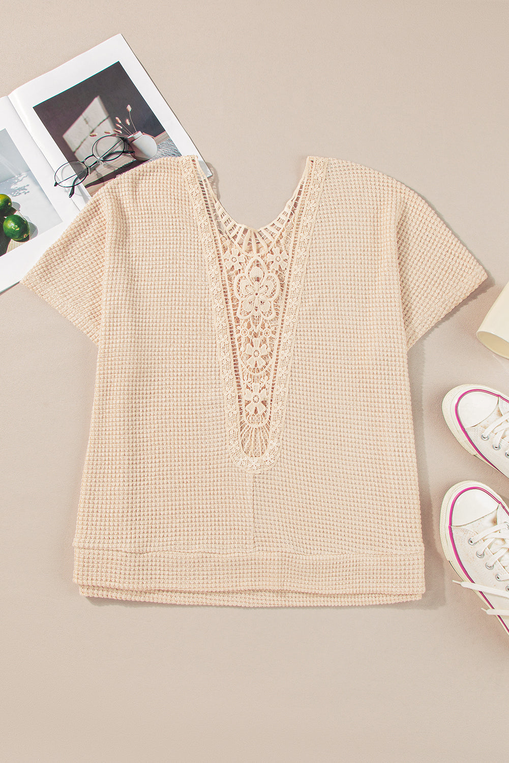 Beige Lace Insert Tee