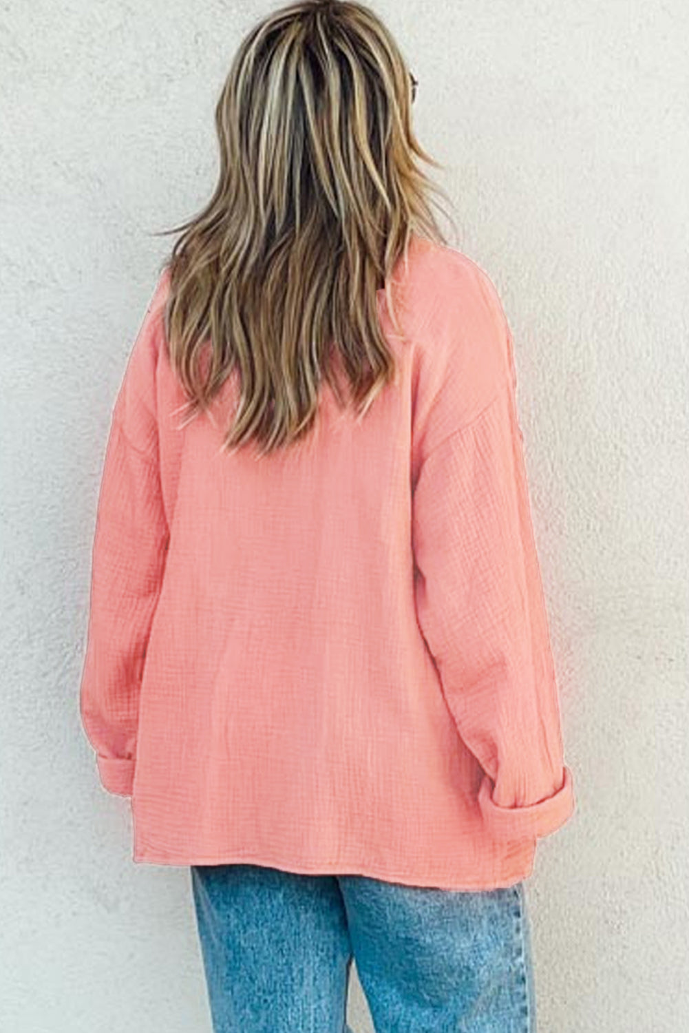 Flamingo Crinkled Pocket Blouse