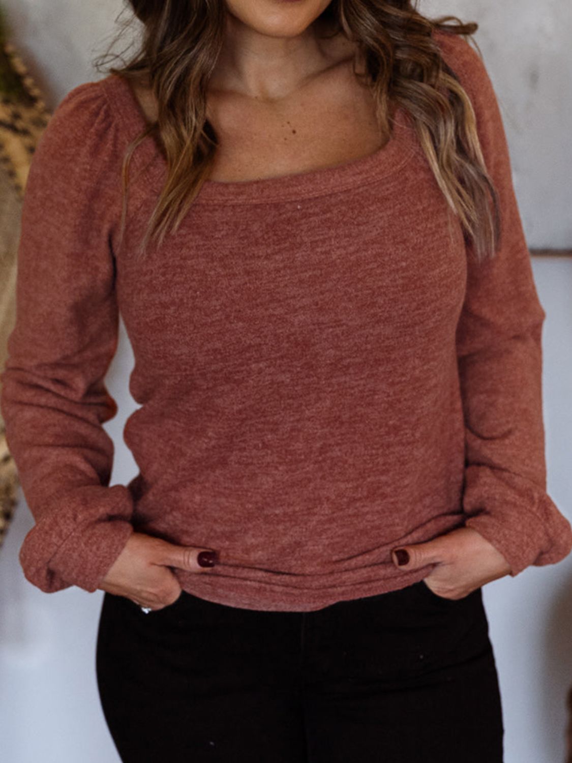 Classic Square Neck Long Sleeve T-Shirt – Effortless Elegance