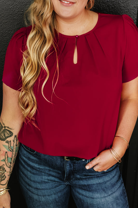 Red Dahlia Keyhole T-Shirt