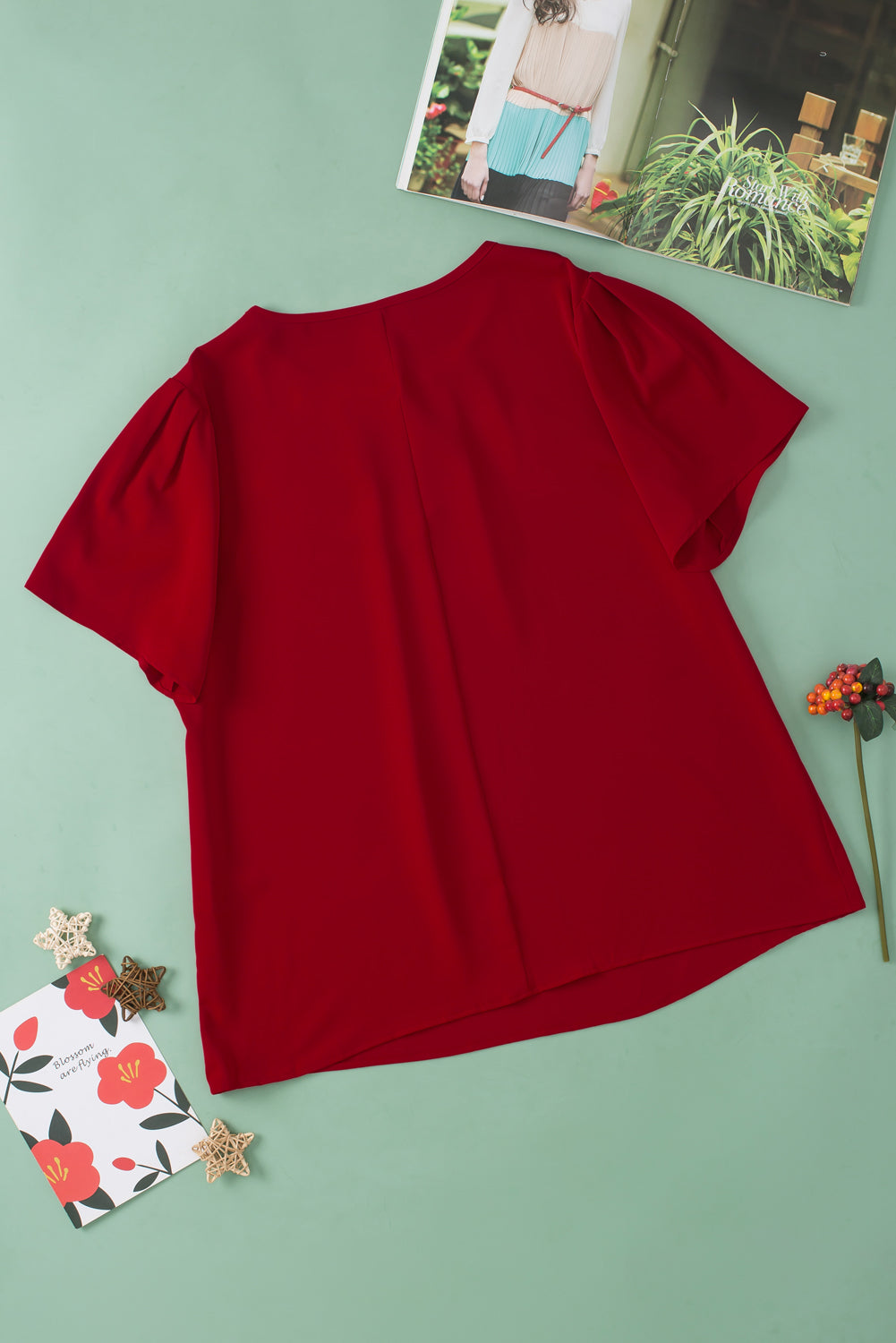 Red Dahlia Keyhole T-Shirt